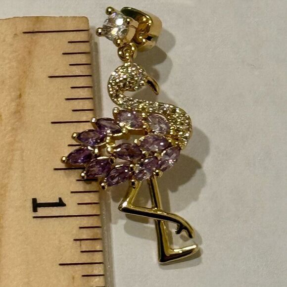 Kate Spade Flamingo Amethyst Pave Crystal Gold Boho Dangle Earrings New - Picture 5 of 5